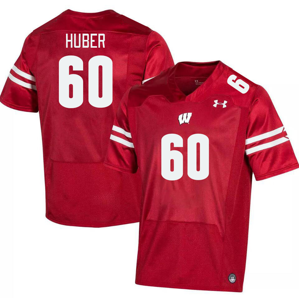 Men #60 Joe Huber Winsconsin Badgers College Football Jerseys Stitched Sale-Red